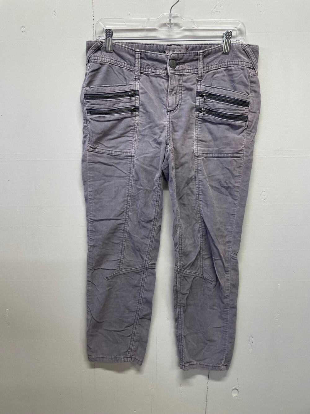 Free People Women's Corduroy Pants Size 8 Gray 24" Inseam - Cropped Straight Leg